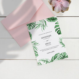 Tropisch groen palmblad kader trouwuitnodiging kaart