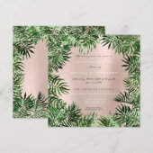 Tropisch groen palmblad Lijst pastelmetaal roze Kaart (Voorkant / Achterkant)