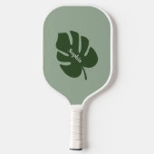 Tropisch groen palmblad | Modern Monogram Pickleball Paddle (Achterkant)