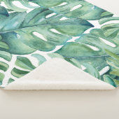 Tropisch groen palmblad Plant Sherpa Deken (3/4)