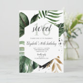 Tropisch groen palmbladeren, zoet 16 kaart (Staand voorkant)