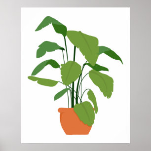 Tropisch groen palmpet Plant in Terracotta Urn Poster