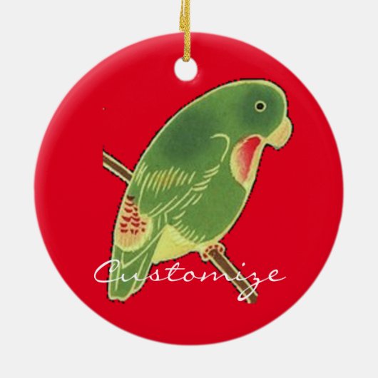 Tropisch groen paraket Thunder_Cove Keramisch Ornament (Achterkant)