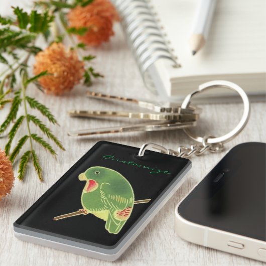 Tropisch groen paraket Thunder_Cove Sleutelhanger (Voorkant Rechts)