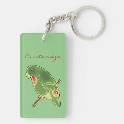 Tropisch groen paraket Thunder_Cove Sleutelhanger (achterkant)