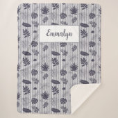 Tropisch groen patroon streepmonogram | PAARSE Sherpa Deken (Voorkant)