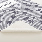 Tropisch groen patroon streepmonogram | PAARSE Sherpa Deken (3/4)