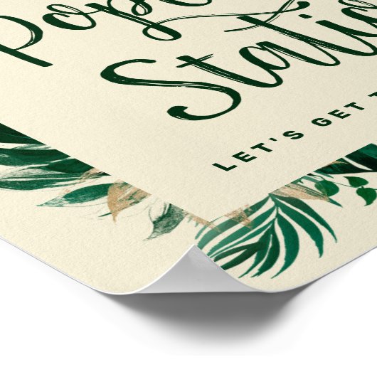 Tropisch groen popcorenstalletje bruiloft bord poster (Hoek)