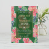 Tropisch groen roze hibiscus flauwschilderij (Staand voorkant)