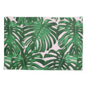 Tropisch Groen Roze Oerwoud Palmbladeren Kussensloop (Achterkant-Links)