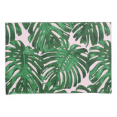 Tropisch Groen Roze Oerwoud Palmbladeren Kussensloop (Voorkant-Rechts)