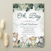 Tropisch groen Safari Dieren Jongen Baby shower Kaart