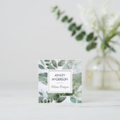 Tropisch groen Salie Eucalyptus bladeren Vierkante Visitekaartje (Staand voorkant)