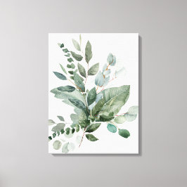 Tropisch groen salie eucalyptusbladeren boeket canvas afdruk