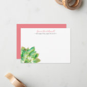 Tropisch Groen Succulent Gepersonaliseerd Dank u Notitiekaartje (Voorkant / Achterkant in situ)