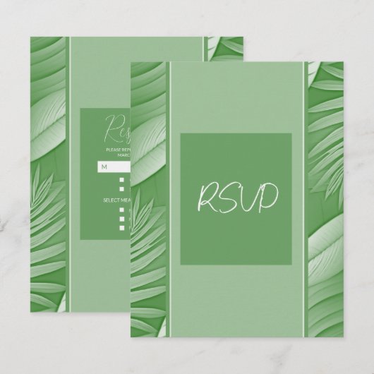 Tropisch groen thema bruiloft RSVP Response Kaart (Voorkant / Achterkant)