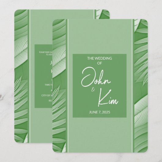 Tropisch groen thema bruiloft uitnodiging (Voorkant / Achterkant)