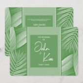Tropisch groen thema Horizontale bruiloft uitnodig Kaart (Voorkant / Achterkant)