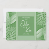 Tropisch groen thema Horizontale bruiloft uitnodig Kaart (Voorkant)