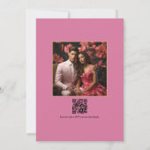 Tropisch groen trouwfoto en QR-code Kaart (Achterkant)