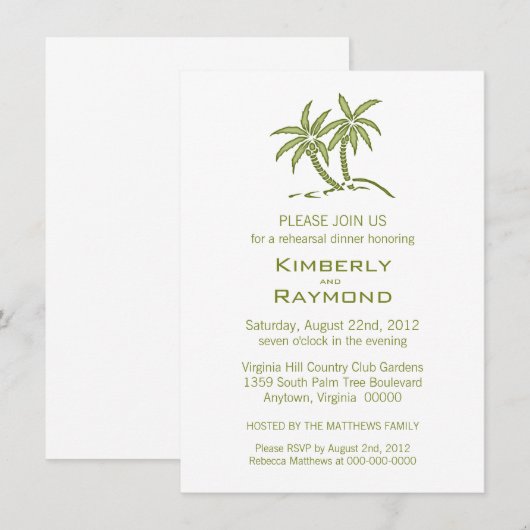 Tropisch groen tweelingpalmen repetitief diner kaart (Voorkant / Achterkant)