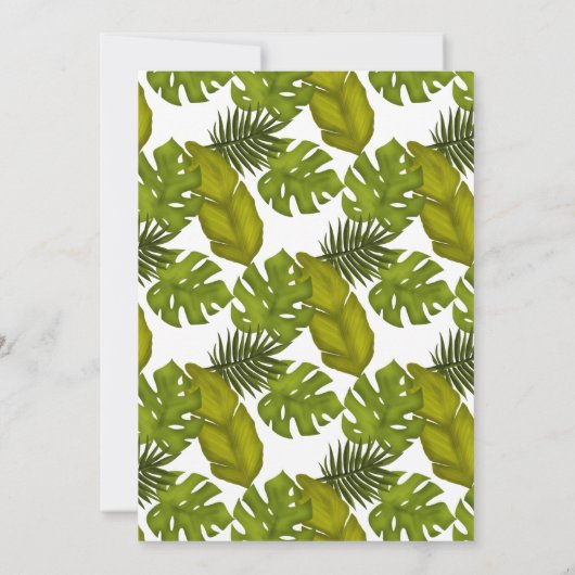 Tropisch groen verlaat gouden bestemming bruiloft kaart (Achterkant)