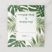 Tropisch groen verlaat moderne bruiloft gevouwen e plaatskaartje (Buitenkant ongevouwen)