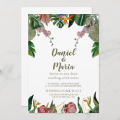 Tropisch groen Waterverf bruiloft Kaart (Voorkant / Achterkant)