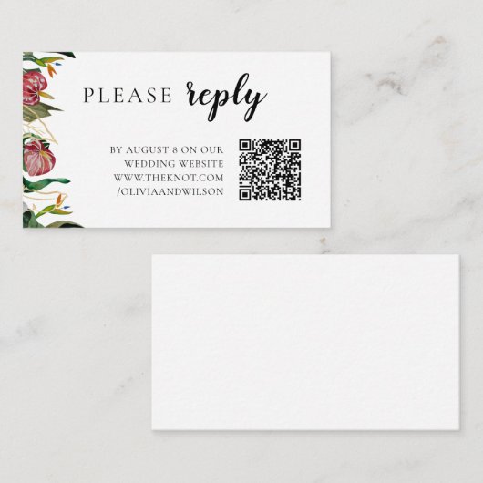 Tropisch groen Waterverf bruiloft RSVP Informatiekaartje (Voorkant / Achterkant)