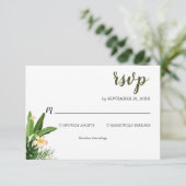 Tropisch groen Waterverf bruiloft RSVP Kaartje (Staand voorkant)
