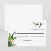 Tropisch groen Waterverf bruiloft RSVP Kaartje (Voorkant / Achterkant)