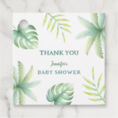 Tropisch groen Waterverf groen Baby shower Bedankjes Labels (Voorkant)