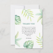 Tropisch groen Waterverf groen Baby shower Bedankkaart (Voorkant)