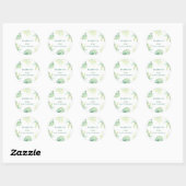 Tropisch groen Waterverf groen Baby shower Ronde Sticker (Vel)