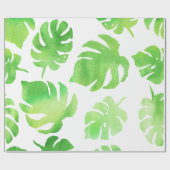 Tropisch groen Waterverf groot bladeren patroon Cadeaupapier (Vlak)