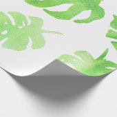 Tropisch groen Waterverf groot bladeren patroon Cadeaupapier (Hoek)