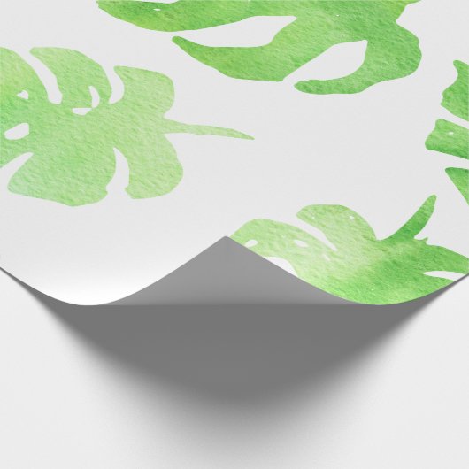 Tropisch groen Waterverf groot bladeren patroon Cadeaupapier (Hoek)