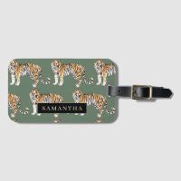 Tropisch groen Waterverf trekkerpatroon met naam