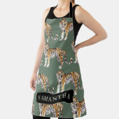 Tropisch groen Waterverf trekkerpatroon met naam Schort (Insitu)