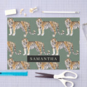 Tropisch groen Waterverf trekkerpatroon met naam Tissuepapier (Craft)