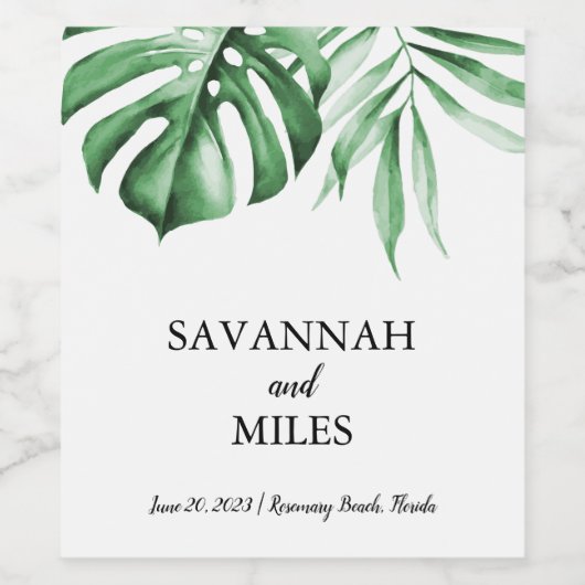 Tropisch groen weddenschap Wijnlabel Wijn Etiket (Enkel label)