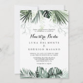 Tropisch groen wit Floral Nuestra Boda Kaart (Voorkant)