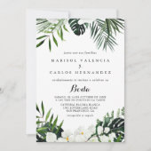 Tropisch groen wit Floral Spaans huwelijk Kaart (Voorkant)
