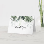 Tropisch groen wit Floral vouwt huwelijk aan Bedankkaart (Voorkant)