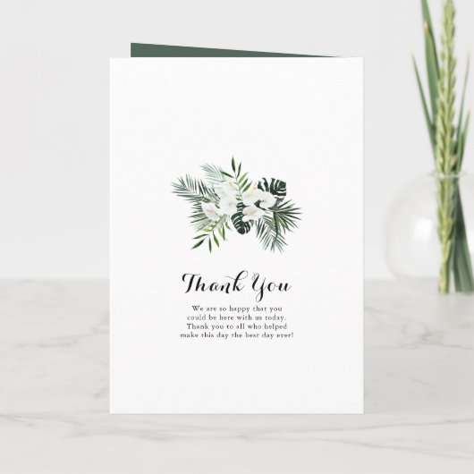 Tropisch groen wit Floral vouwt huwelijk aan Programma (Achterkant)