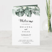 Tropisch groen wit Floral vouwt huwelijk aan Programma (Voorkant)