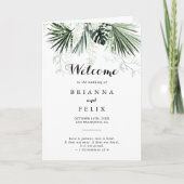 Tropisch groen wit Floral vouwt huwelijk aan Programma (Voorkant)