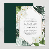 Tropisch groen wit Lijst bruiloft Kaart (Voorkant / Achterkant)