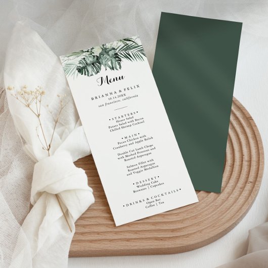 Tropisch groen wit menu Floral