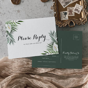 Tropisch groen wit menu Floral keuze RSVP